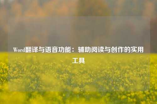 Word翻译与语音功能：辅助阅读与创作的实用工具