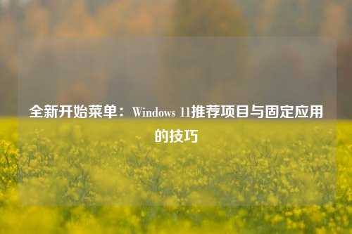 全新开始菜单：Windows 11推荐项目与固定应用的技巧