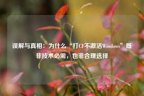 误解与真相:为什么“打CF不激活Windows”既非技术必需,也非合理选择