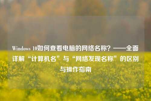 Windows 10如何查看电脑的网络名称？——全面详解“计算机名”与“网络发现名称”的区别与操作指南