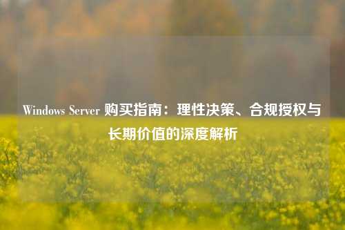 Windows Server 购买指南:理性决策、合规授权与长期价值的深度解析
