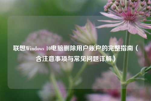 联想Windows 10电脑删除用户账户的完整指南（含注意事项与常见问题详解）