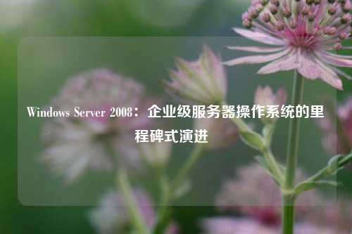 Windows Server 2008：企业级服务器操作系统的里程碑式演进  