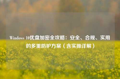 Windows 10优盘加密全攻略：安全、合规、实用的多重防护方案（含实操详解）