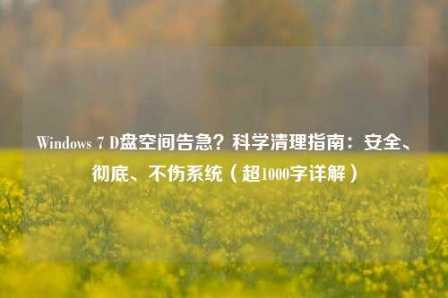 Windows 7 D盘空间告急？科学清理指南：安全、彻底、不伤系统（超1000字详解）