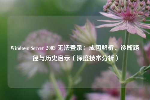 Windows Server 2003 无法登录：成因解析、诊断路径与历史启示（深度技术分析）