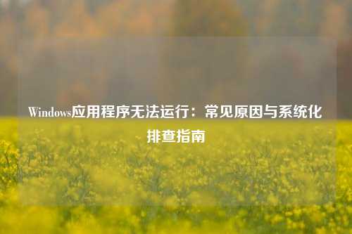 Windows应用程序无法运行：常见原因与系统化排查指南