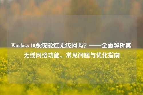 Windows 10系统能连无线网吗？——全面解析其无线网络功能、常见问题与优化指南