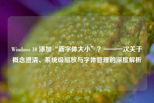 Windows 10 添加“新字体大小”？——一次关于概念澄清、系统级缩放与字体管理的深度解析