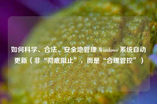 如何科学、合法、安全地管理 Windows 系统自动更新（非“彻底阻止”，而是“合理管控”）