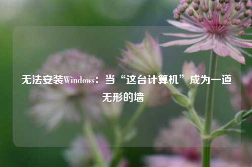 无法安装Windows：当“这台计算机”成为一道无形的墙  