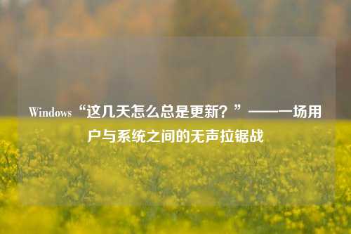 Windows“这几天怎么总是更新?”——一场用户与系统之间的无声拉锯战
