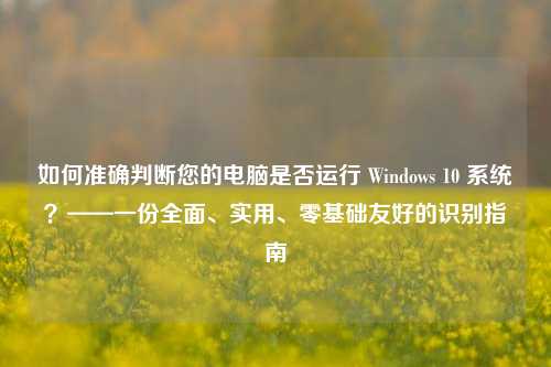 如何准确判断您的电脑是否运行 Windows 10 系统?——一份全面、实用、零基础友好的识别指南