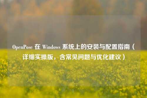 OpenPose 在 Windows 系统上的安装与配置指南（详细实操版，含常见问题与优化建议）