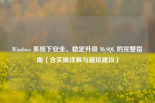 Windows 系统下安全、稳定升级 MySQL 的完整指南（含实操详解与避坑建议）