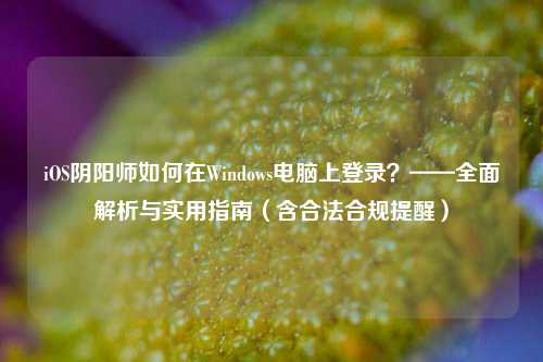 iOS阴阳师如何在Windows电脑上登录？——全面解析与实用指南（含合法合规提醒）
