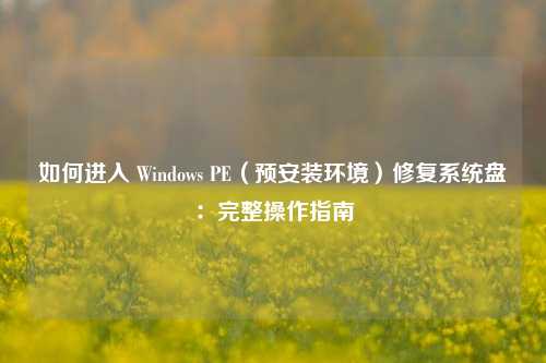 如何进入 Windows PE(预安装环境)修复系统盘:完整操作指南