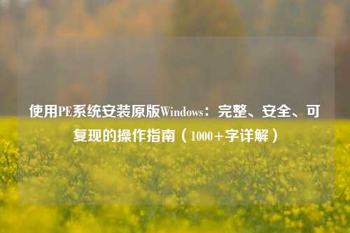 使用PE系统安装原版Windows：完整、安全、可复现的操作指南（1000+字详解）