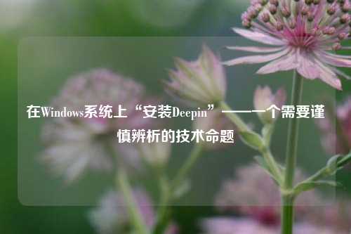 在Windows系统上“安装Deepin”——一个需要谨慎辨析的技术命题