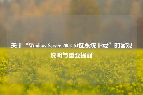 关于“Windows Server 2003 64位系统下载”的客观说明与重要提醒