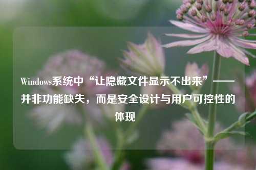 Windows系统中“让隐藏文件显示不出来”——并非功能缺失，而是安全设计与用户可控性的体现  